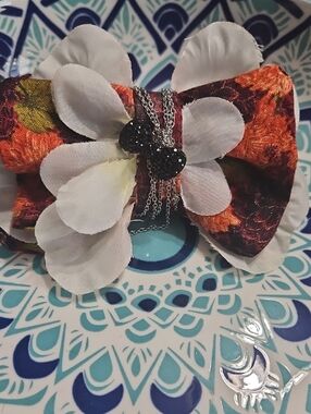 Hand Crafted Floral Bow Chain Charm Pet Collar Accent NEW Or FREE with Any Purch